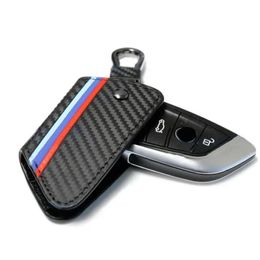 1PC M Colour Carbon Fibre Leather Car Smart Key Fob Shell Case Cover Bag for BMW F48 F15 F16 G30 G31 G11