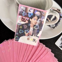 50pcs 61*91mm Photo Card Sleeve Heart-shaped Laser Top Loading Card Sleeves Card Film Photo Protector Trading Cards Shield Cover