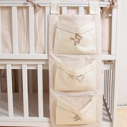 Baby Bed Hanging Storage Bag Cotton born Crib Organiser Toy Diaper Pocket for Crib Bedding Set Accessories nappy store bags 240328