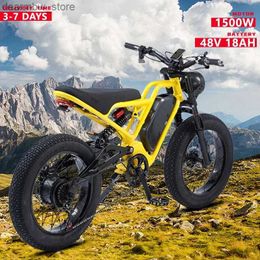 Bikes AKEZ Ectric Bicyc 48V 13AH/18AH 750W/1500W Powerful Motor 20*4inch Fat Tire Ebike Mountain Off-road Ectric Bike Motorcyc L48