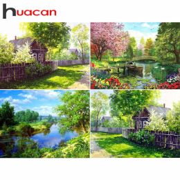 Huacan Diamond Embroidery Sale Scenery Diamond Painting Full Square Landscape Rhinestones Pictures Cross Stitch Mosaic House