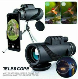 80X100 HD Powerful Monocular Telescope Phone Camera Zoom Starscope Tripod Telescope Phone Clip For Outdoor Camping Accessories 2112717208