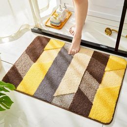 Bath Mats Super Thick Fluff Fiber Mat Absorbent Non Slip Stripe Bathroom Carpets Rugs Bathtub Toilet Entrance Door