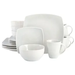 Plates Soho Lounge Square 16-Piece Dinnerware Set - Stone Grey