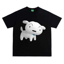 Men's T-Shirts Pure Cotton Japanese Cartoon Flat Print Small White Short Sleeved Kawaii T-shirt for Men and Women Loose Couple Y2k Streetwear J240409