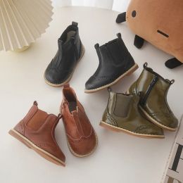 Boots Children Retro Boots Handsome Boys British Style Single Boots Girls Fashion Retro Boots Kids Trend Cigarette Boots