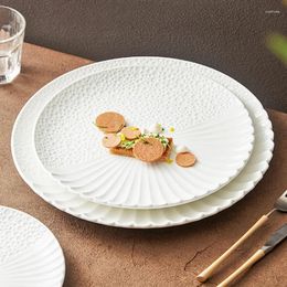 Plates White Ceramic Round Western Plate Household High-end El Restaurant Fruit Salad Dining Room Spaghetti