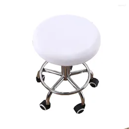 Chair Covers Solid Color Round Cover Bar Stool Removable Polyester Slipcovers Seat Cushions Protector Housse De Chaise