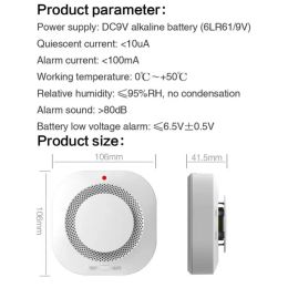 Xiaomi Tuya Smart Zigbee Smoke Detector Smart Fire Alarm Progressive Sound Photoelectric Smoke Sensor Work With Tuya Zigbee Hub