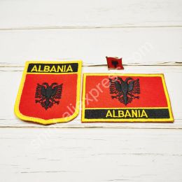 Albania National Flag Embroidery Patches Badge Shield And Square Shape Pin One Set On The Cloth Armband Backpack Decoration