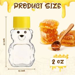 2 oz Plastic Honey Bear Bottle BearMini Honey Bear Jars with Lids Cap Bear Juice Bottle for Holidays Baby Shower Gifts