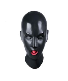 Latex Bondage Hood Sex Mask Fetish Toys Bdsm Bondage With Open Mouth Gag Adult Sex Toy Hood Mask Y1907167476592