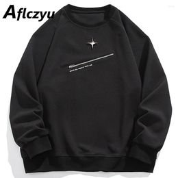 Men's Hoodies Spring Autumn Sweatshirts Men Fashion Casual Star Design Pullovers Male Solid Colour Sweatshirt Black