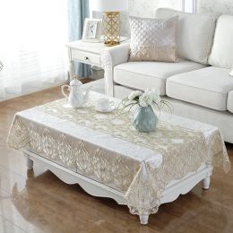 Table Cloth Gold Velvet Silver Europe Luxury Embroidered Table Dining Table Cover Rectangle TableCloths Lace Cabinet Dust Cover