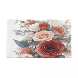 Towel Bouquet Of Red And White Roses 40x70cm Face Wash Cloth Water-absorbent Suitable For Picnic Traveller