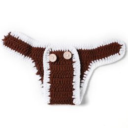 Newborn Baby Rugby Photography Clothing New Woollen Hand Hook Knitted Set Shower Gift Three Piece Set