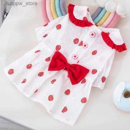 Dog Apparel Dog Apparel Pet Clothes Strawberry Dress For Dogs Clothing Cat Small Dot Print Cute Thin Spring Summer Girl Chihuahua Products 2024 L46