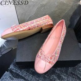 Casual Shoes Womens Real Leather Bowknot Loafer Round Toe Flat Bottom Single Shoes Fabric Ballet Dance Shoes Multi Colour Women Casual Shoes T240409