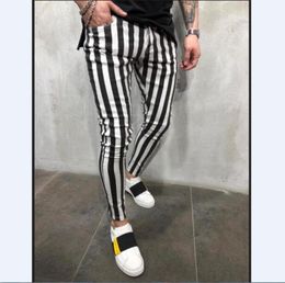 Joggers With Black White Stripes For Men Casual Pants Fitness Sportswear Pencil Bottoms Skinny Sweatpants Trousers2330625