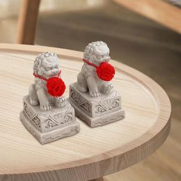 Decorative Figurines 2Pcs Foo Dog Statue Collection Small Home Decor Chinese Feng Shui For Table Shelf Cabinet Bedroom Souvenir Gift