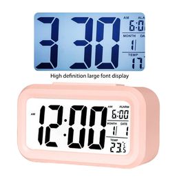 Digital Alarm Clock Large-character Backlight Snooze Clock with Calendar&Temperature Rechargeable for Students Office Worker