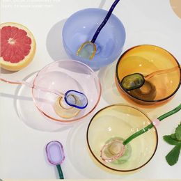 Bowls Icecream Bowl Glass For Yoghurt Japanese Cute Colourful Tableware Soup Heat Resistant 4inch Ramen