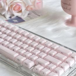 Accessories Pink Jelly Side Engraved Keycaps 113 Keys Crystal Twotone Injection Molded Keycaps for 60/68/75/87/98/108 Mechanical Keyboard