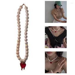 Pendant Necklaces Sweet Cool Heat Necklace Trendy Imitation Pearls Choker Clavicle Chain