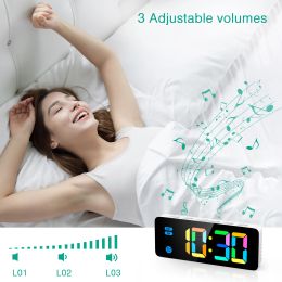 ORIA LED Digital Clocks RGB Alarm Clocks Colorful Modern Table Clock With 12/24H Display for Bedroom Home Best Gift