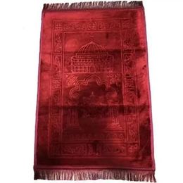 Prayer Rug Embroidery Islamic Muslim Tassel Tapestry Decoration Eid Gift Super Soft Thin Prayer Mat 240409