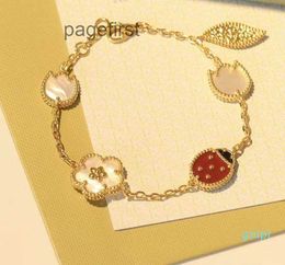 Designer Vanclef Jewellery Van Clover Bracelets 2024 Series Ladybug Fashion Clover Charm Bangle Chain High Quality S925 Sterling Silver 18k Rose Gol