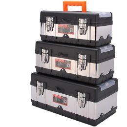 14/17/20 Inch Toolbox Electrician Steel Suitcase Tool Box Organizer Box with Handle Portable Tools Storage Box for Mechanics