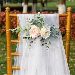 Decorative Flowers Wedding Chair Flower Decoration Artificial Arrangement For Back Church Bench Country Aisle Decor
