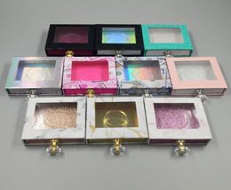 Crystal Handle Square Lash Box False Eyelash Packaging Box Fake 3D Mink lashes Boxes Empty Diamond Magnetic Case RRA32876657858