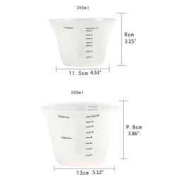 Silicone Measuring Cups 500ml and 250ml Large Reusable Resin Measuring Cup Clear Mixing Pour Cups for Epoxy Casting