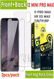 Front and back tempered glass phone screen protector for iphone 12 mini 11 pro max xr xs x 8 7 Plus 2pcs film in one retail packag7610882