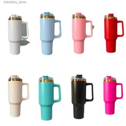 Mugs 40oz tumbler UV old copper lon platin tumblers with handle lid straw bi capacity stainless steel vacuum insulated beer mu water bottle outdoor campin cup L49