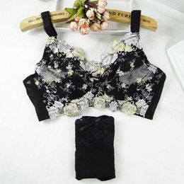 Bra And Panty Sets Underwear Plus Size Clothing 2 Piece Set Large Ultra-thin Large Chest Small Bra Bras For Women B C D E F G H