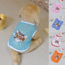 Dog Apparel Cartoon Print Pet Vest For Cat Summer Cute Small Tank Top Breathable Mesh Thin Puppy Shirt Comfortable Clothing