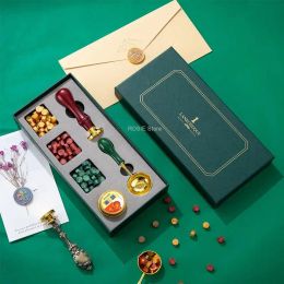 Stamp Wax Box Sealing Kits Dinner Invitations Decorative Sealing Wax DIY Vintage Art Kits Craft Supplies DIY Wax Seal Stamp Se