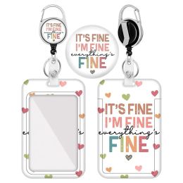 Useful Work Badge Clip Slide Open Clear Window Rainbow ID Name Tag Card Cover Heart Pattern ID Name Tag Office Use