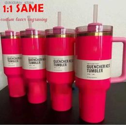 Mugs US Stock Water Bottles Winter Pink Parade Flamino Tumbler Quencher H2.0 1 1 Copy With 40oz Stainless Steel Cups handle Lid And Straw 2nd eneration Car mus L49