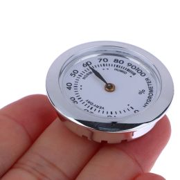 Cigar Box Juggling Moisture-proof Box Direct Pin Embedded 37mm Pointer Mini Gold Silver Thermometer Hygrometer No Need Battery