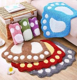 Bath Mats Cartoon Foot Print Mat Bathroom Door Absorbent Carpet Anti-Slip Microfiber Room Rug Machine Washable