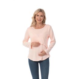 New Maternity Clothes Womens LongSleeve Crew Neck Solid Color Nursed Tops Casual T Shirt For Breastfeeding