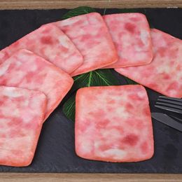 Decorative Flowers Sliced Square Ham Smoked Cured Sandwiches Props Fake Food Display Streaky Restaurant Bacon Decoration Pork Picnic