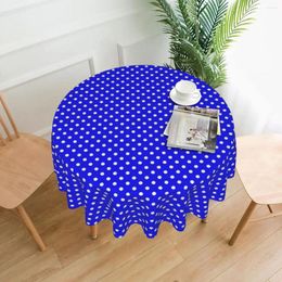 Table Cloth Retro Polka Dot Round Tablecloth Blue And White Custom DIY Cover For Wedding Birthday Party Kawaii Protection