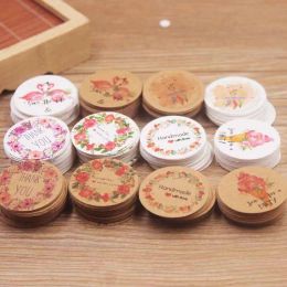 100pcs/lot Circle Shape Kraft Paper Gift Label Tag Handmade Jewellery Charms Tag DIY For Candy/Gift/Cookies Packing Label Card