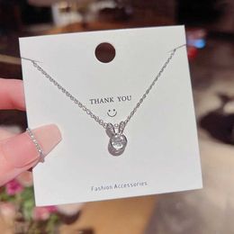 Pendant Necklaces Stainless Steel Chain Cute Zircon Rabbit Pendant Necklace Suitable for Women and Girls Silver Cute Accessories GiftQ