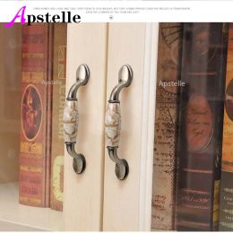 Apstelle Ceramic Drawer Pulls Antique Crack Kitchen Handles Vintage Handles Knobs and Pulls for Cabinets Metal Furniture Handles